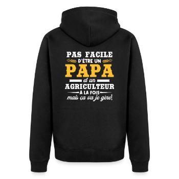 Papa et un agriculteur - Veste à capuche bio Premium Unisexe - noir - Dos - Nico (187cm)