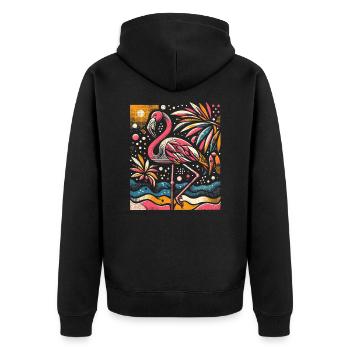 Cool Flamingo - Cadeau pour l’amoureux des animaux - Veste à capuche bio Premium Unisexe - noir - Dos - Nico (187cm)