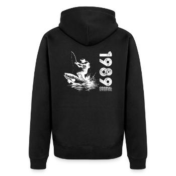 35ème Anniversaire Pêcheur Pêche 1989 Millésime 1989 - Veste à capuche bio Premium Unisexe - noir - Dos - Nico (187cm)