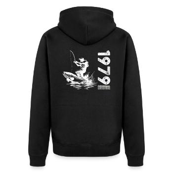 45ème anniversaire Pêcheur Pêche 1979 Millésime 1979 - Veste à capuche bio Premium Unisexe - noir - Dos - Nico (187cm)