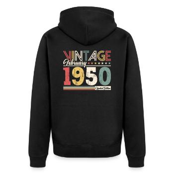 75ème anniversaire cadeau mari Original février 1950 - Veste à capuche bio Premium Unisexe - noir - Dos - Nico (187cm)