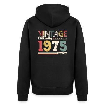 50th Birthday Gift Husband Original February 1975 - Unisex Premium Organic Zip Hoodie - black - Back - Nico (187cm)