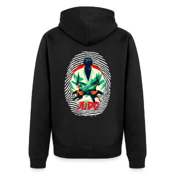 Judo - Unisex Premium Organic Zip Hoodie - black - Back - Nico (187cm)