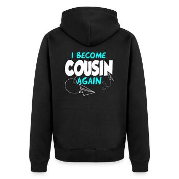 Ich werde wieder ein Cousin - Unisex Premium Bio Zip Hoodie - Schwarz - Hinten - Nico (187cm)