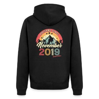 Birthday Gift In November 2019 Vintage - Unisex Premium Organic Zip Hoodie - black - Back - Nico (187cm)