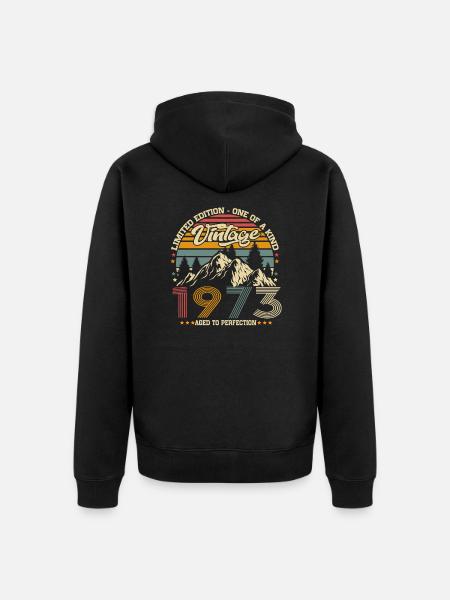 Vintage 1973 Vintage fødselsdag retro gave - Premium økologisk unisex-hættejakke - sort