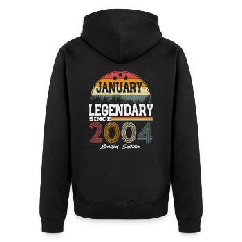 Legends est né en janvier 2004 - Veste à capuche bio Premium Unisexe - noir - Dos - Nico (187cm)