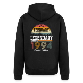 Legenden wurden im Februar 1994 geboren - Unisex Premium Bio Zip Hoodie - Schwarz - Hinten - Nico (187cm)
