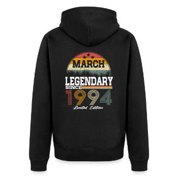 Legends est né en mars 1994 - Veste à capuche bio Premium Unisexe - noir - Dos - Nico (187cm)