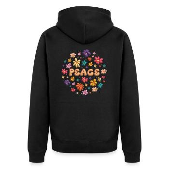 Peace & groovy flowers - Veste à capuche bio Premium Unisexe - noir - Dos - Nico (187cm)
