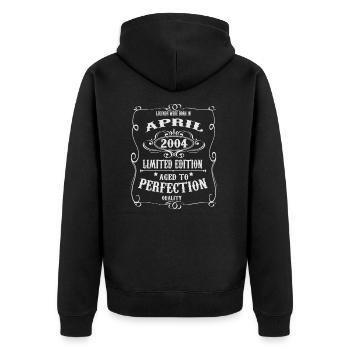 Legends est né en avril 2004 - Veste à capuche bio Premium Unisexe - noir - Dos - Nico (187cm)