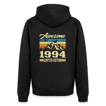 1994 Vintage Vintage Birthday Gift Retro - Unisex Premium Organic Zip Hoodie - black - Back - Nico (187cm)