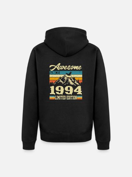 1994 Vintage Vintage fødselsdagsgave Retro - Premium økologisk unisex-hættejakke - sort