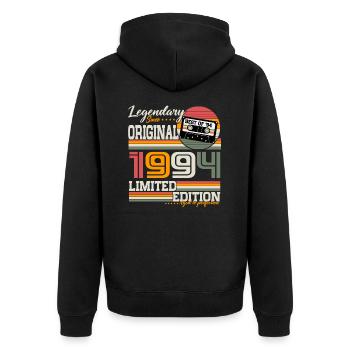 Legendary Since 1994 Vintage Birthday Gift - Unisex Premium Organic Zip Hoodie - black - Back - Nico (187cm)