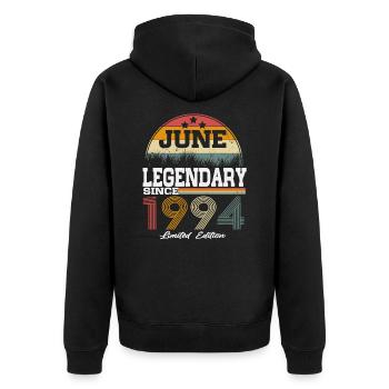 Legends est né en juin 1994 - Veste à capuche bio Premium Unisexe - noir - Dos - Nico (187cm)