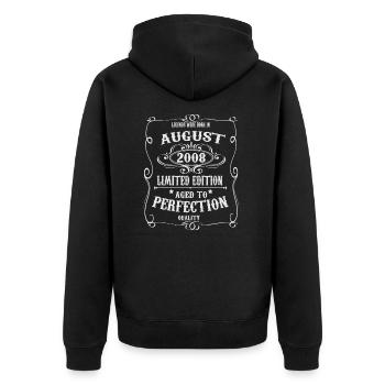 Legends were born in August 2008 - Unisex Premium Organic Zip Hoodie - black - Back - Nico (187cm)