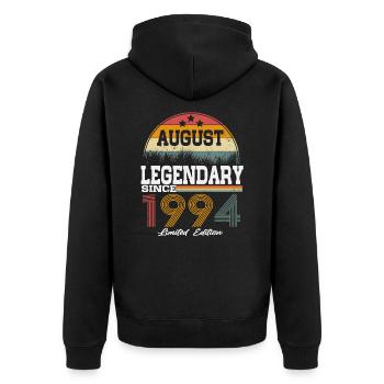 Legends est née en août 1994 - Veste à capuche bio Premium Unisexe - noir - Dos - Nico (187cm)