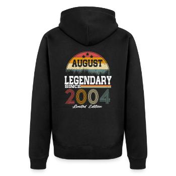 Legends were born in August 2004 - Unisex Premium Organic Zip Hoodie - black - Back - Nico (187cm)