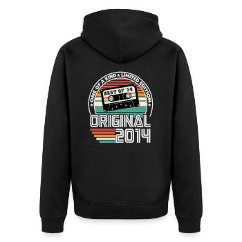 Original 2014 Jahrgang Retro Geburtstag Geschenk - Unisex Premium Bio Zip Hoodie - Schwarz - Hinten - Nico (187cm)