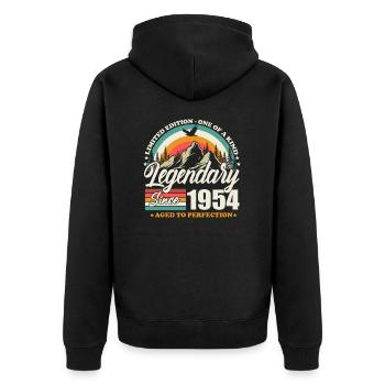 Legendary Since 1954 Vintage Birthday Gift - Unisex Premium Organic Zip Hoodie - black - Back - Nico (187cm)