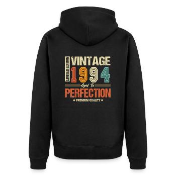 Jahrgang 1994 geboren Vintage Retro Geburtstag - Unisex Premium Bio Zip Hoodie - Schwarz - Hinten - Nico (187cm)