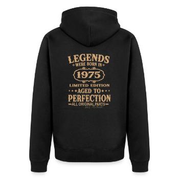 Des légendes sont nées en 1975 - Veste à capuche bio Premium Unisexe - noir - Dos - Nico (187cm)