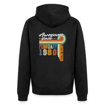 Février 1980 Vintage Born Anniversaire Rétro - Veste à capuche bio Premium Unisexe - noir - Dos - Nico (187cm)