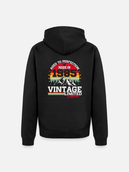 Né en 1985 Cadeau d’anniversaire vintage - Veste à capuche bio Premium Unisexe - noir