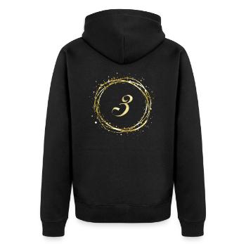 3 - Unisex Premium Organic Zip Hoodie - black - Back - Nico (187cm)