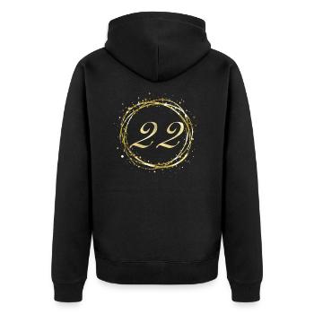 22 - Unisex Premium Organic Zip Hoodie - black - Back - Nico (187cm)