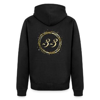 33 - Unisex Premium Bio Zip Hoodie - Schwarz - Hinten - Nico (187cm)