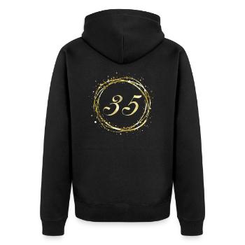 35 - Unisex Premium Bio Zip Hoodie - Schwarz - Hinten - Nico (187cm)