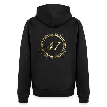 47 - Unisex Premium Organic Zip Hoodie - black - Back - Nico (187cm)