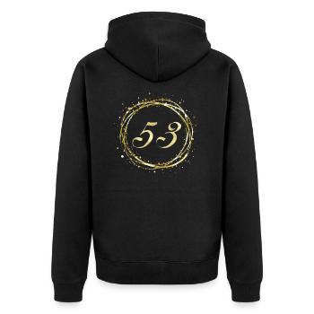 53 - Unisex Premium Bio Zip Hoodie - Schwarz - Hinten - Nico (187cm)