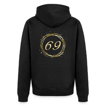 69 - Unisex Premium Bio Zip Hoodie - Schwarz - Hinten - Nico (187cm)
