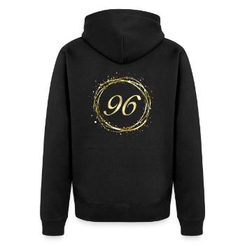 96 - Unisex Premium Bio Zip Hoodie - Schwarz - Hinten - Nico (187cm)