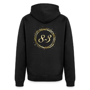 83 - Unisex Premium Organic Zip Hoodie - black - Back - Nico (187cm)