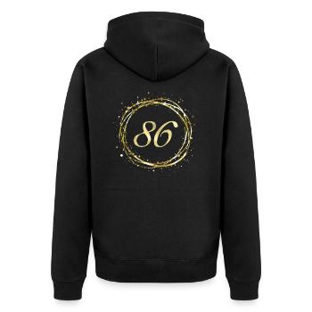 86 - Unisex Premium Bio Zip Hoodie - Schwarz - Hinten - Nico (187cm)