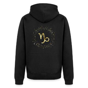 Steinbock Sternzeichen - Unisex Premium Bio Zip Hoodie - Schwarz - Hinten - Nico (187cm)
