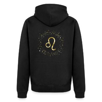 Leo Zodiac Sign - Unisex Premium Organic Zip Hoodie - black - Back - Nico (187cm)