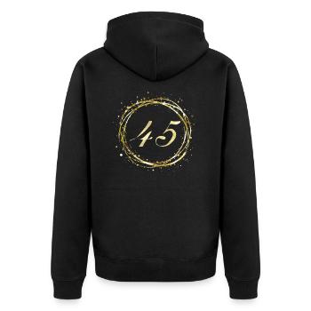 45 - Unisex Premium Organic Zip Hoodie - black - Back - Nico (187cm)