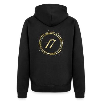 17 - Unisex Premium Bio Zip Hoodie - Schwarz - Hinten - Nico (187cm)