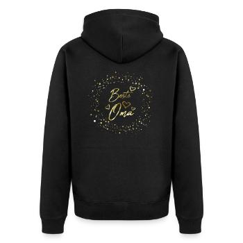 Beste Oma - Unisex Premium Bio Zip Hoodie - Schwarz - Hinten - Nico (187cm)