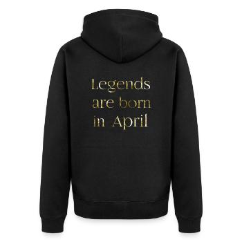 Legenda are born in april - Unisex Premium Bio Zip Hoodie - Schwarz - Hinten - Nico (187cm)