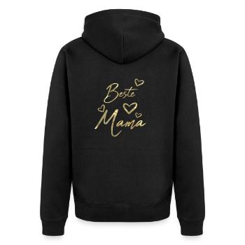 Beste Mama - Unisex Premium Bio Zip Hoodie - Schwarz - Hinten - Nico (187cm)