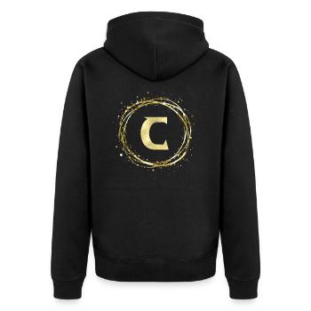 C - Unisex Premium Organic Zip Hoodie - black - Back - Nico (187cm)