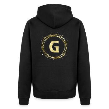 G - Unisex Premium Organic Zip Hoodie - black - Back - Nico (187cm)
