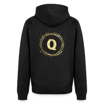 Q - Unisex Premium Bio Zip Hoodie - Schwarz - Hinten - Nico (187cm)