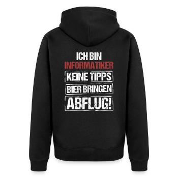 I'm a computer scientist - bring beer and take off - Unisex Premium Organic Zip Hoodie - black - Back - Nico (187cm)