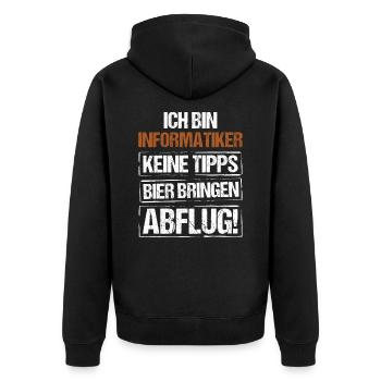 I'm a computer scientist - bring beer and take off - Unisex Premium Organic Zip Hoodie - black - Back - Nico (187cm)